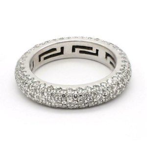 18k White Gold Pave Diamond Band Ring Size 6.5